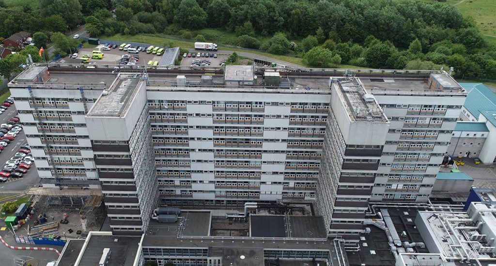 Back onsite at Aintree Hospital Aluminium Rainscreen Overcladding